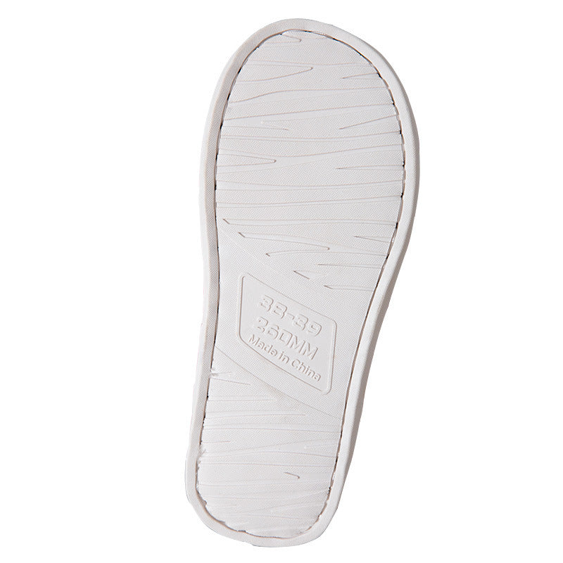 Bride White Fur Cross Interior Cotton Slippers With "Bride" written on top