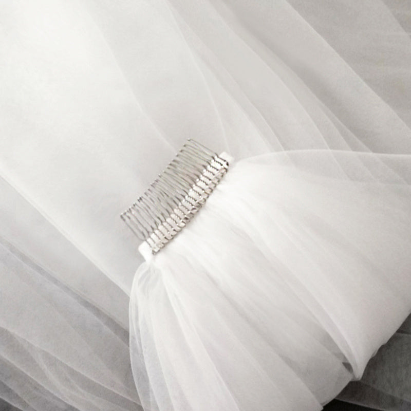 Short Bridal Wedding Veils Two Layer with Metal Comb
