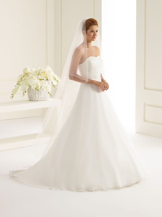 Two-layered corded edge  diamond tulle veil S27-Bianco Evento