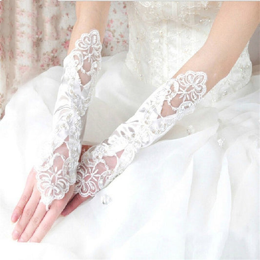 Satin and Lace Wedding Gloves