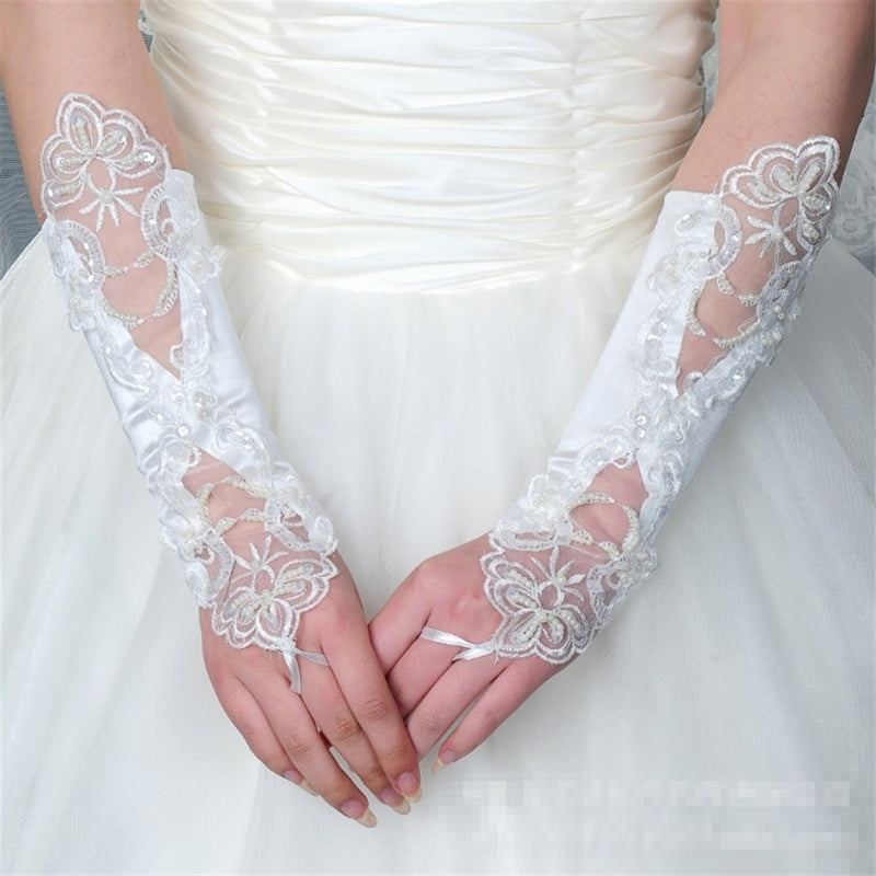 Satin and Lace Wedding Gloves