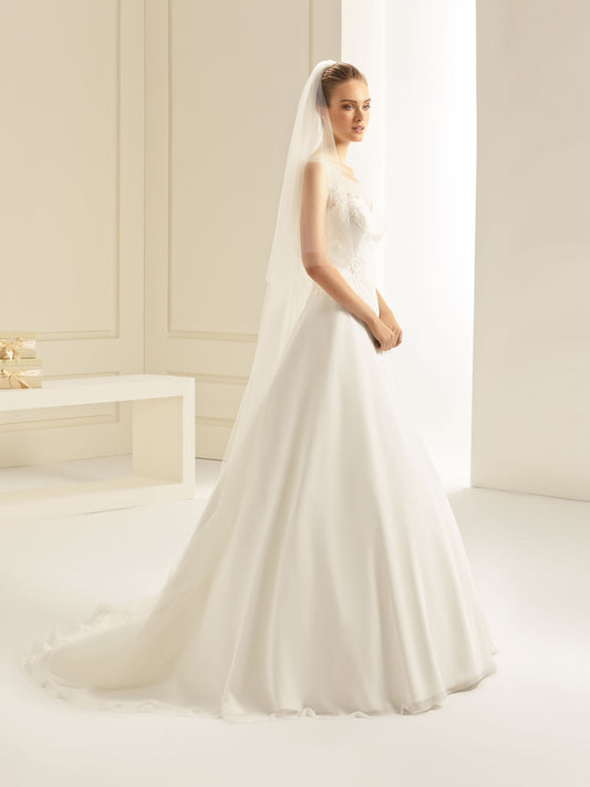 Two-layered cutedge  soft tulle veil S251-Bianco Evento