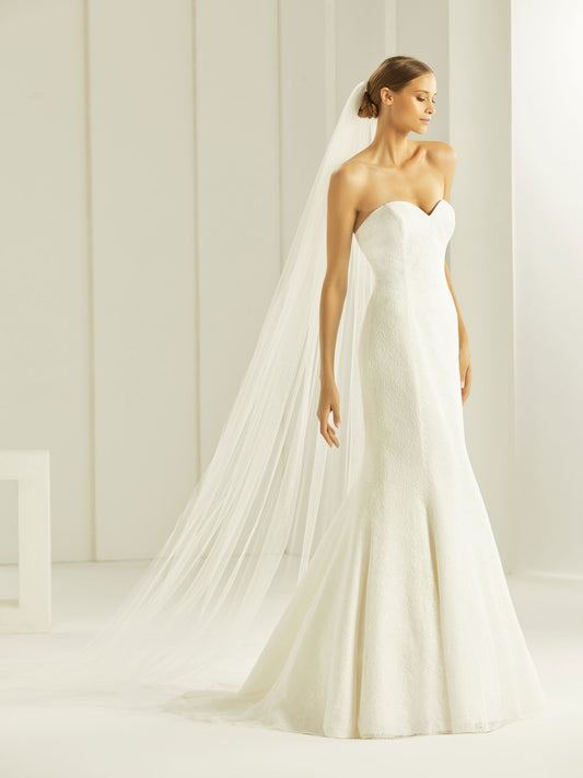 One-layered cutedge  soft tulle veil S261-Bianco Evento