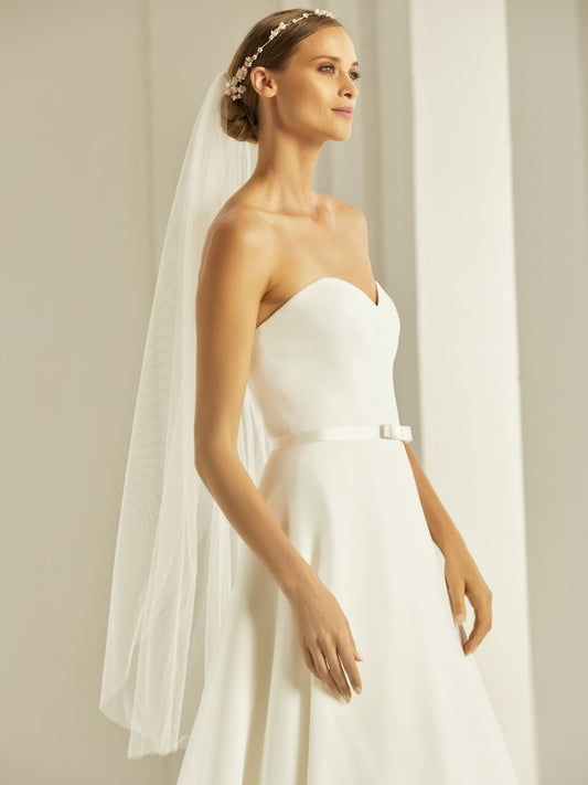 One-layered cutedge  soft tulle veil S303-Bianco Evento